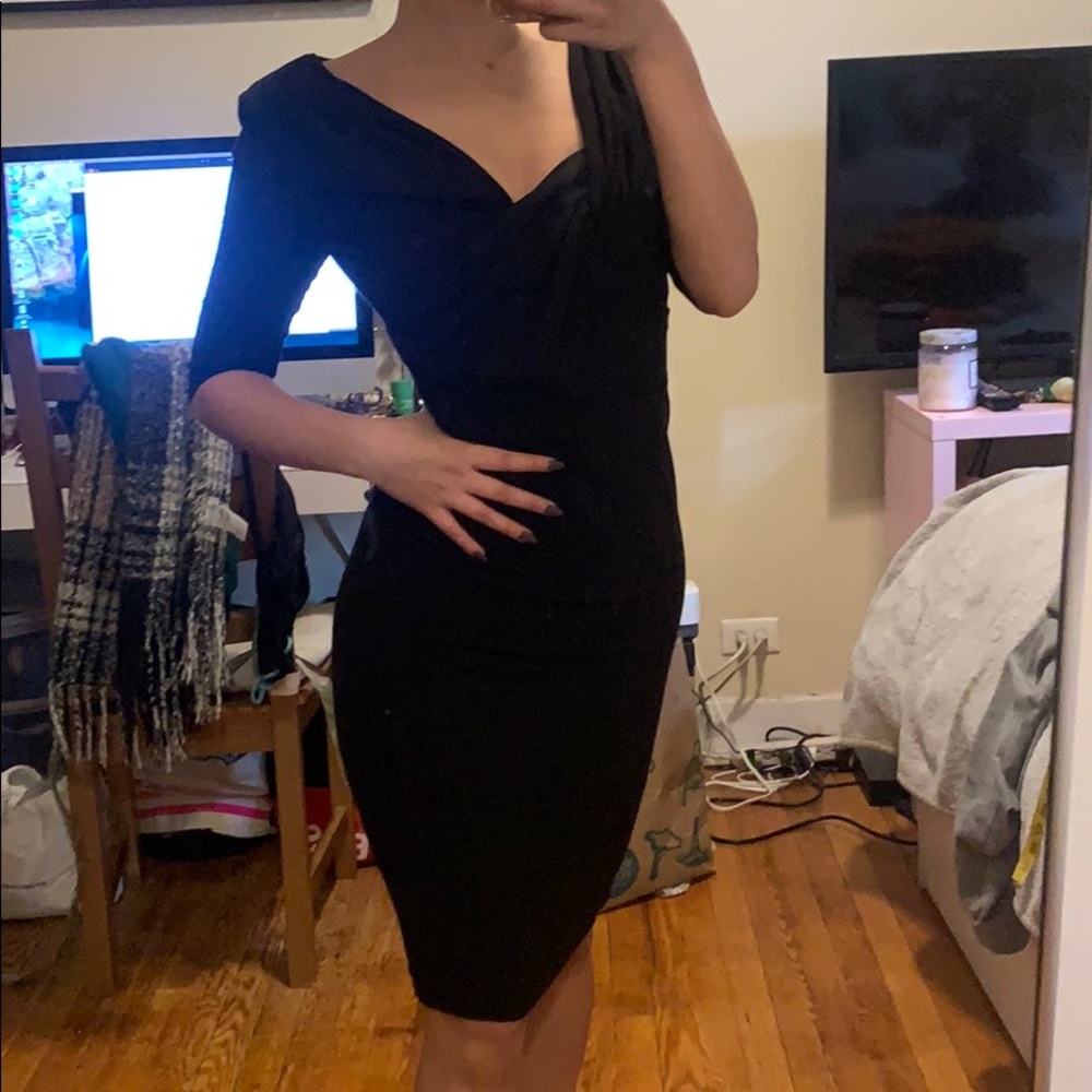 ASOS woven work career black dress size 2
